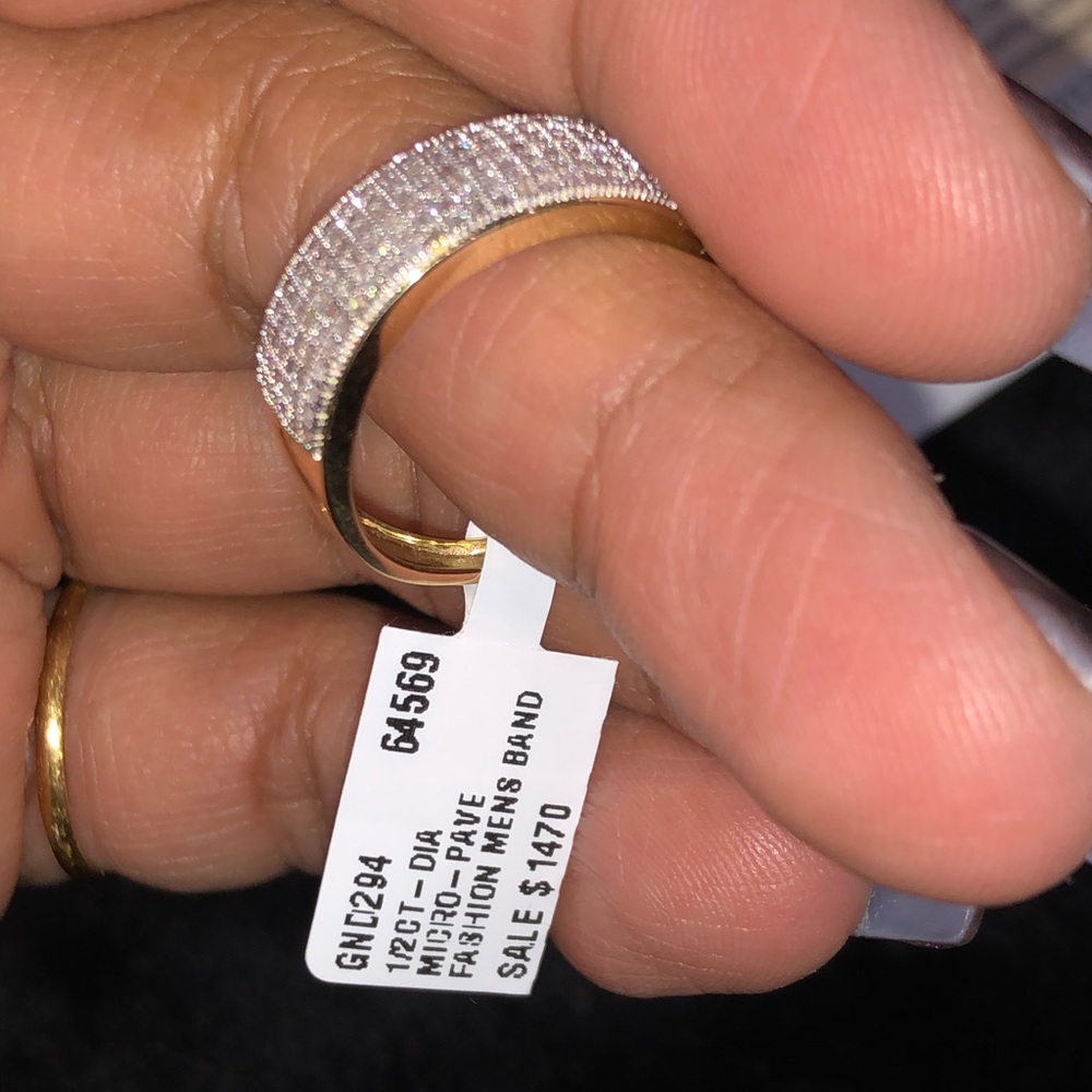 10k Solid Gold real Diamond mens wedding band, free appraisal, not plated not CZ - Picture 5 of 6